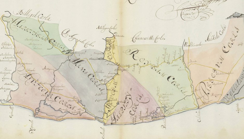 oude VOC-archiefkaart map Colombose Landen