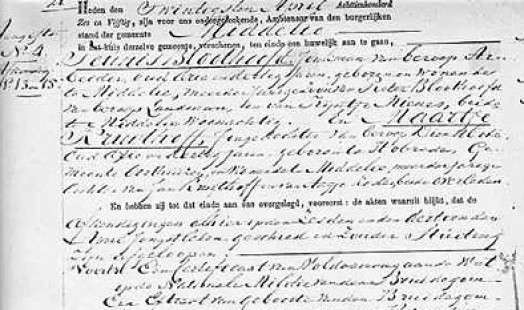 IISH Data | Marriage Certificate | Marriage certificate 1856 Middelie (Noord-Holland)